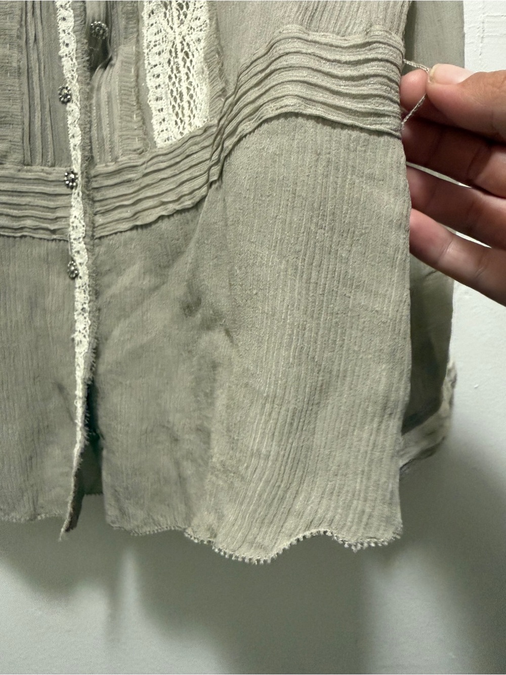 Elie Tahari 100% Silk Lace Trim Blouse | Size Small - Picture 8 of 11